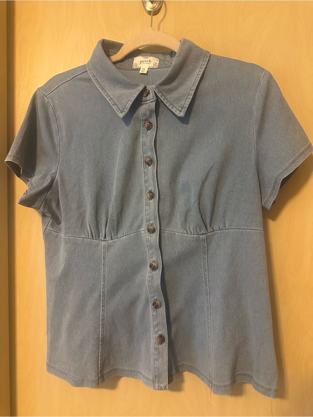 Blue Denim Button Front Top NWOT